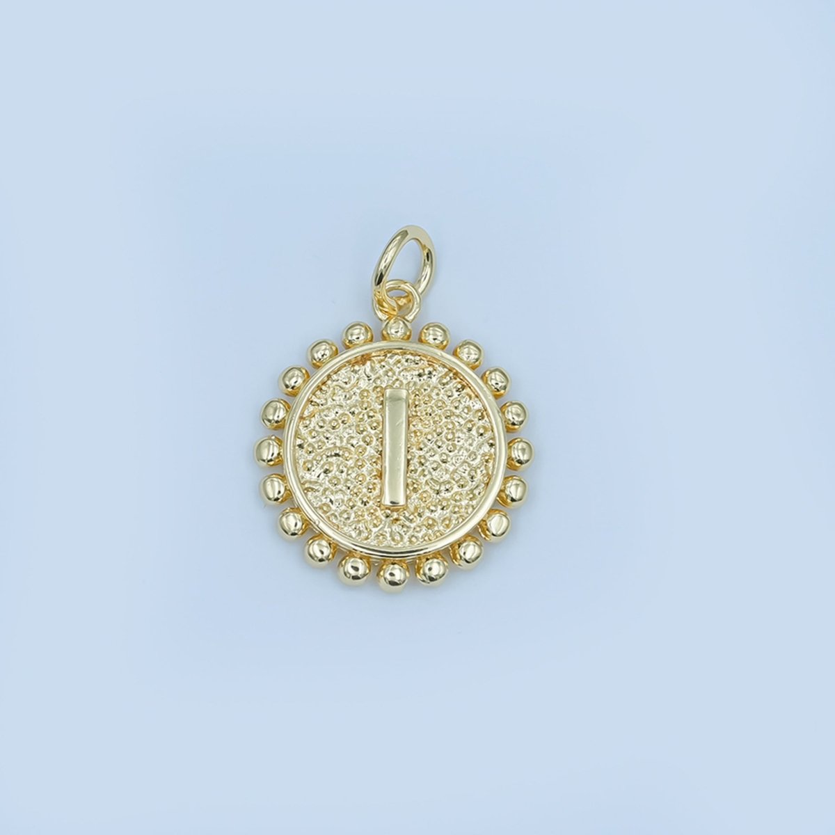24K Gold Filled Initial Letter Geometric Dotted Round Charm | A292 - A304 - DLUXCA