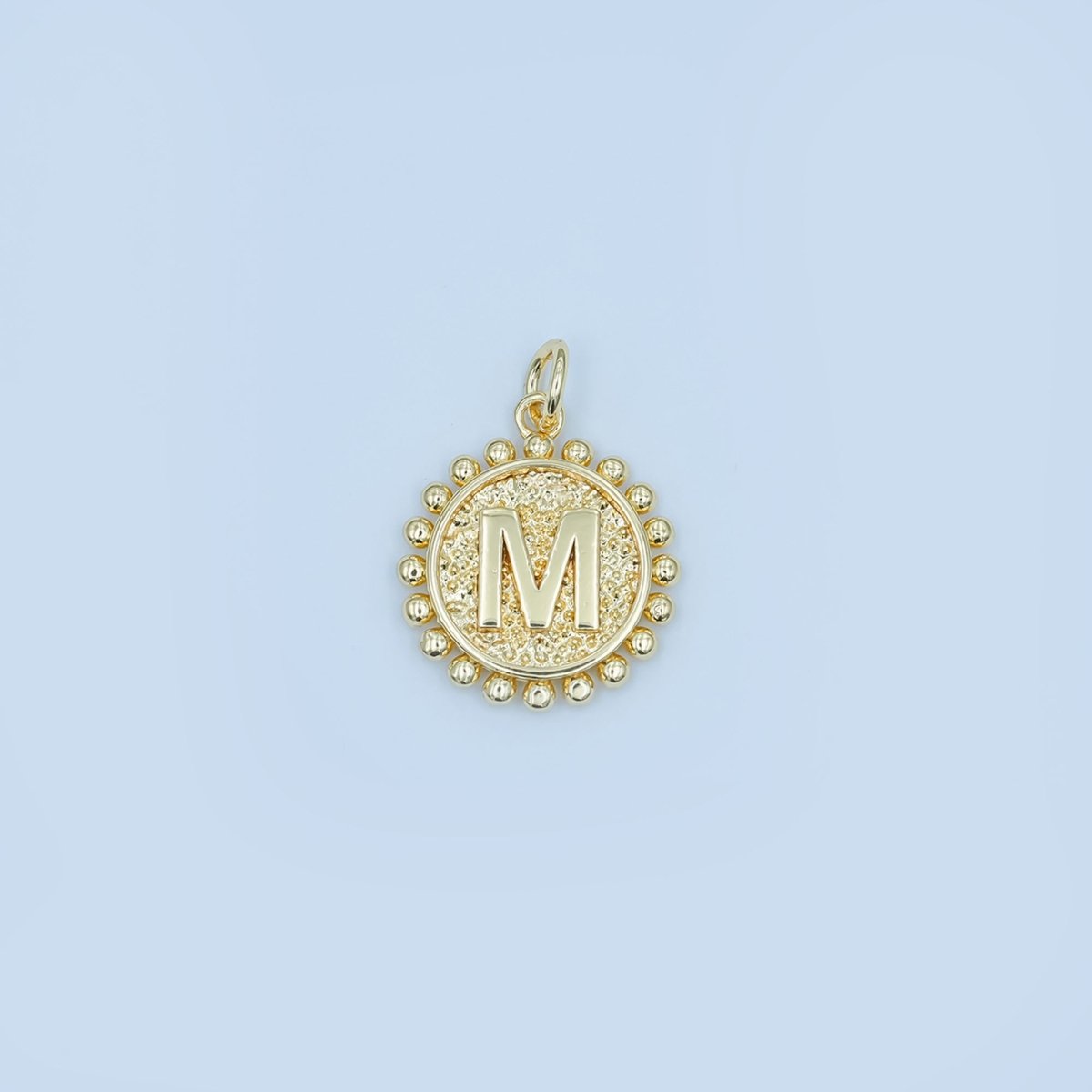 24K Gold Filled Initial Letter Geometric Dotted Round Charm | A292 - A304 - DLUXCA