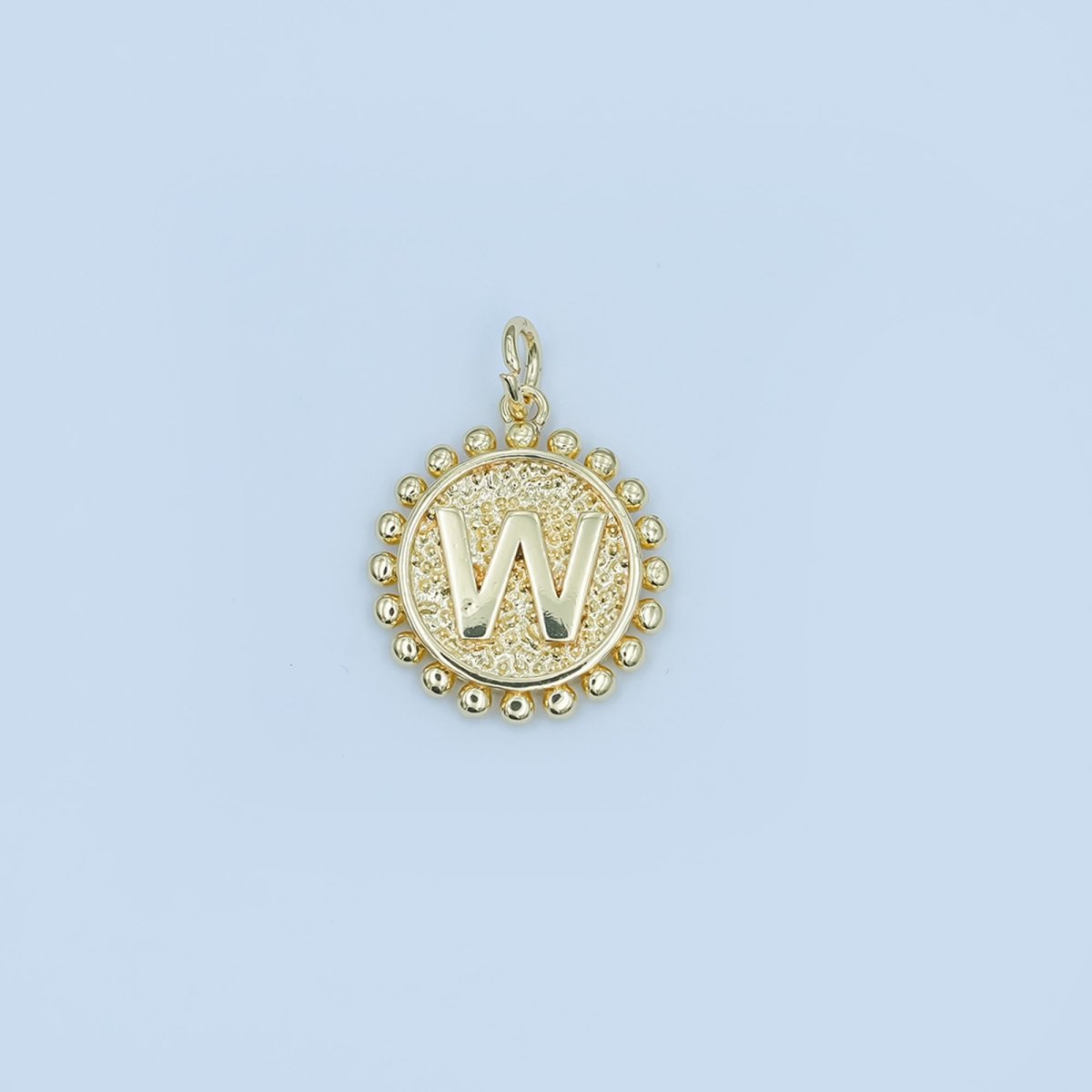 24K Gold Filled Initial Letter Geometric Dotted Round Charm | A292 - A304 - DLUXCA