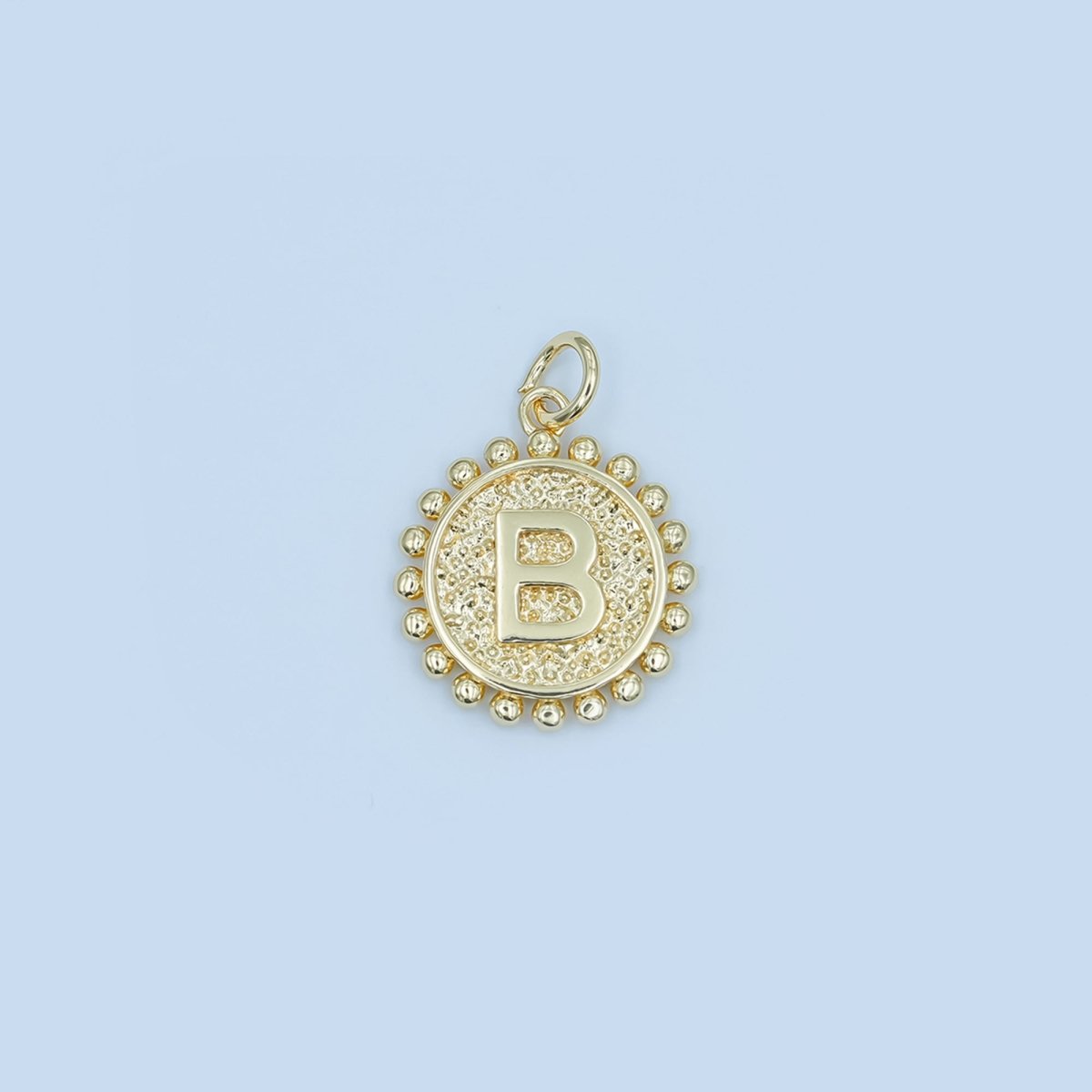 24K Gold Filled Initial Letter Geometric Dotted Round Charm | A292 - A304 - DLUXCA