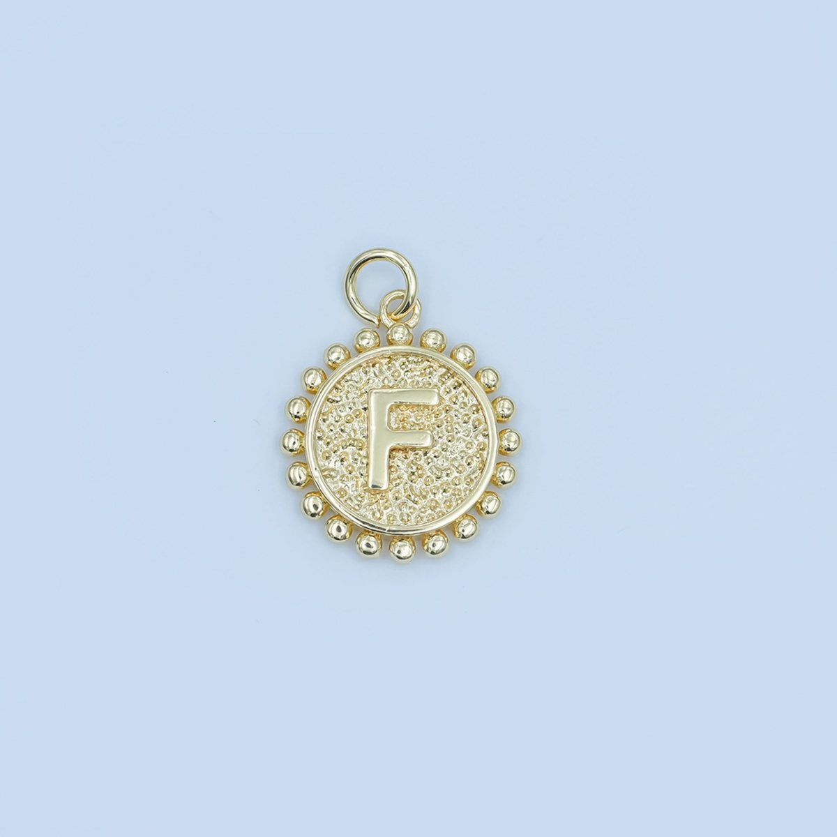 24K Gold Filled Initial Letter Geometric Dotted Round Charm | A292 - A304 - DLUXCA