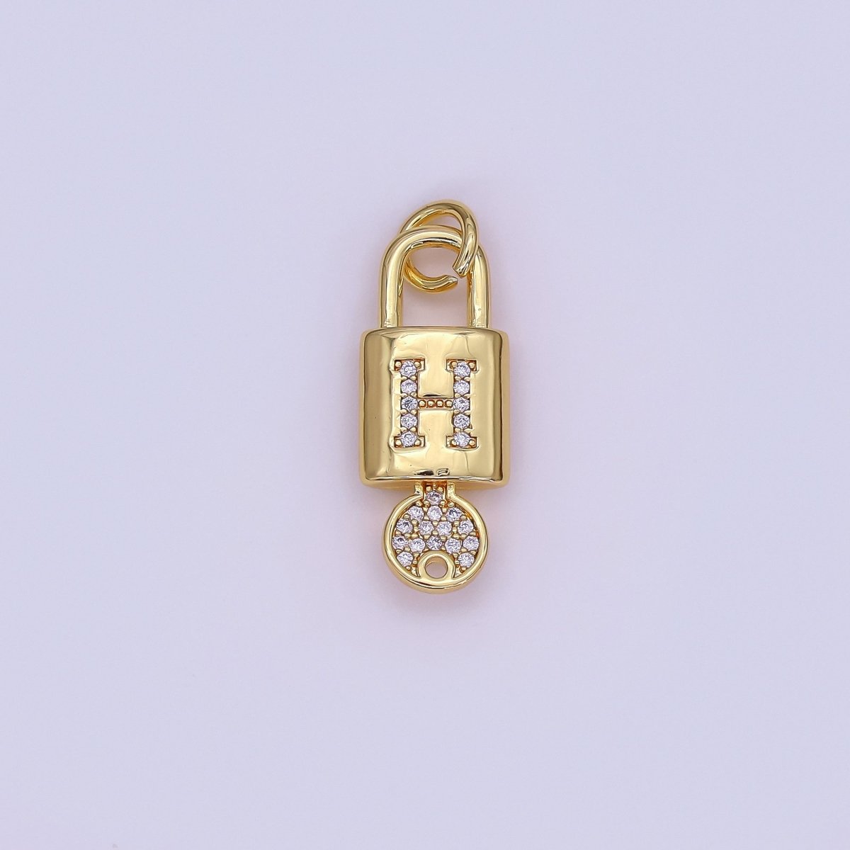 24K Gold Filled Initial Letter Micro Paved Padlock Key Charm | AF014 - AF026 - DLUXCA