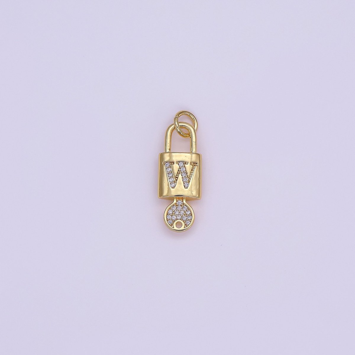 24K Gold Filled Initial Letter Micro Paved Padlock Key Charm | AF014 - AF026 - DLUXCA