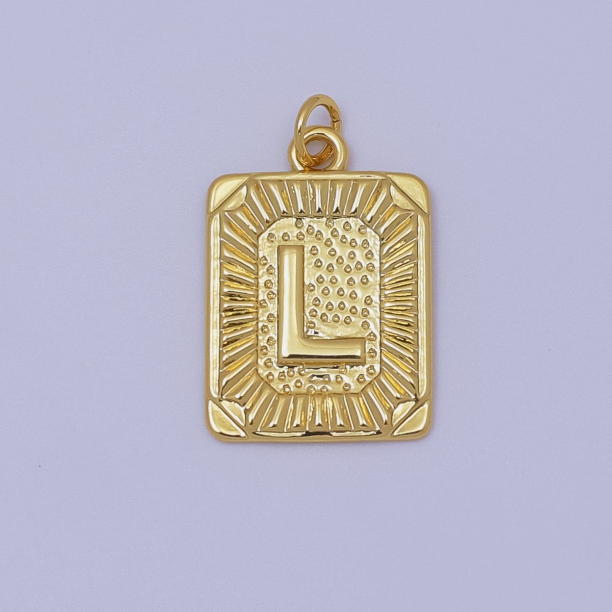 24k Gold Filled Initial Tag Letter Charm A - Z Alphabet Letter Tile Charm Pendant Personalized Charm for Designer Inspired Necklace Jewelry Making A716~A728 - DLUXCA