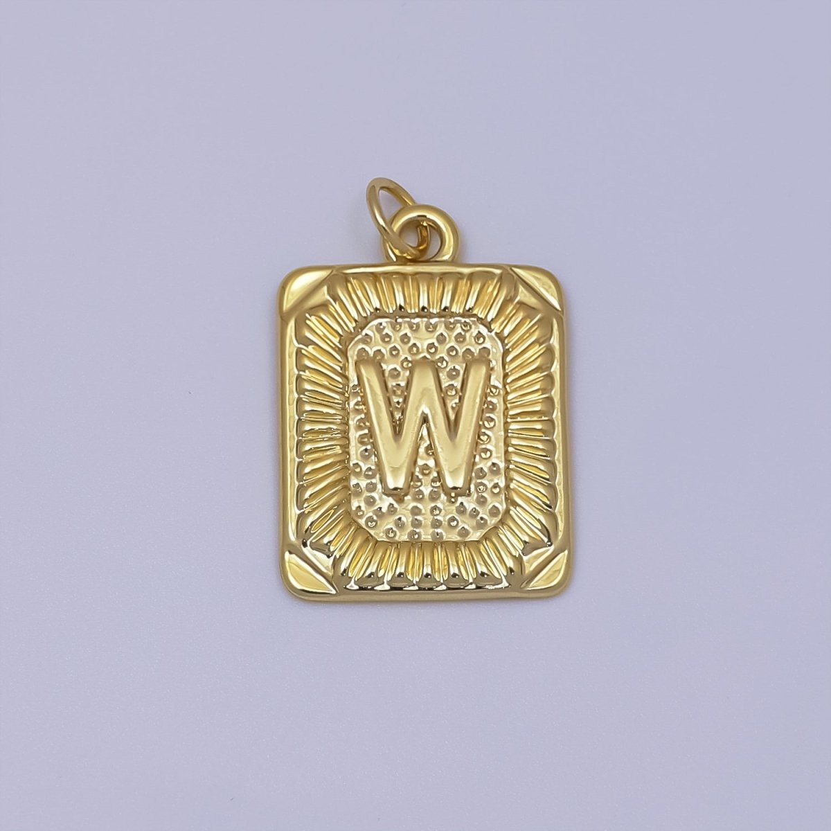 24k Gold Filled Initial Tag Letter Charm A - Z Alphabet Letter Tile Charm Pendant Personalized Charm for Designer Inspired Necklace Jewelry Making A716~A728 - DLUXCA