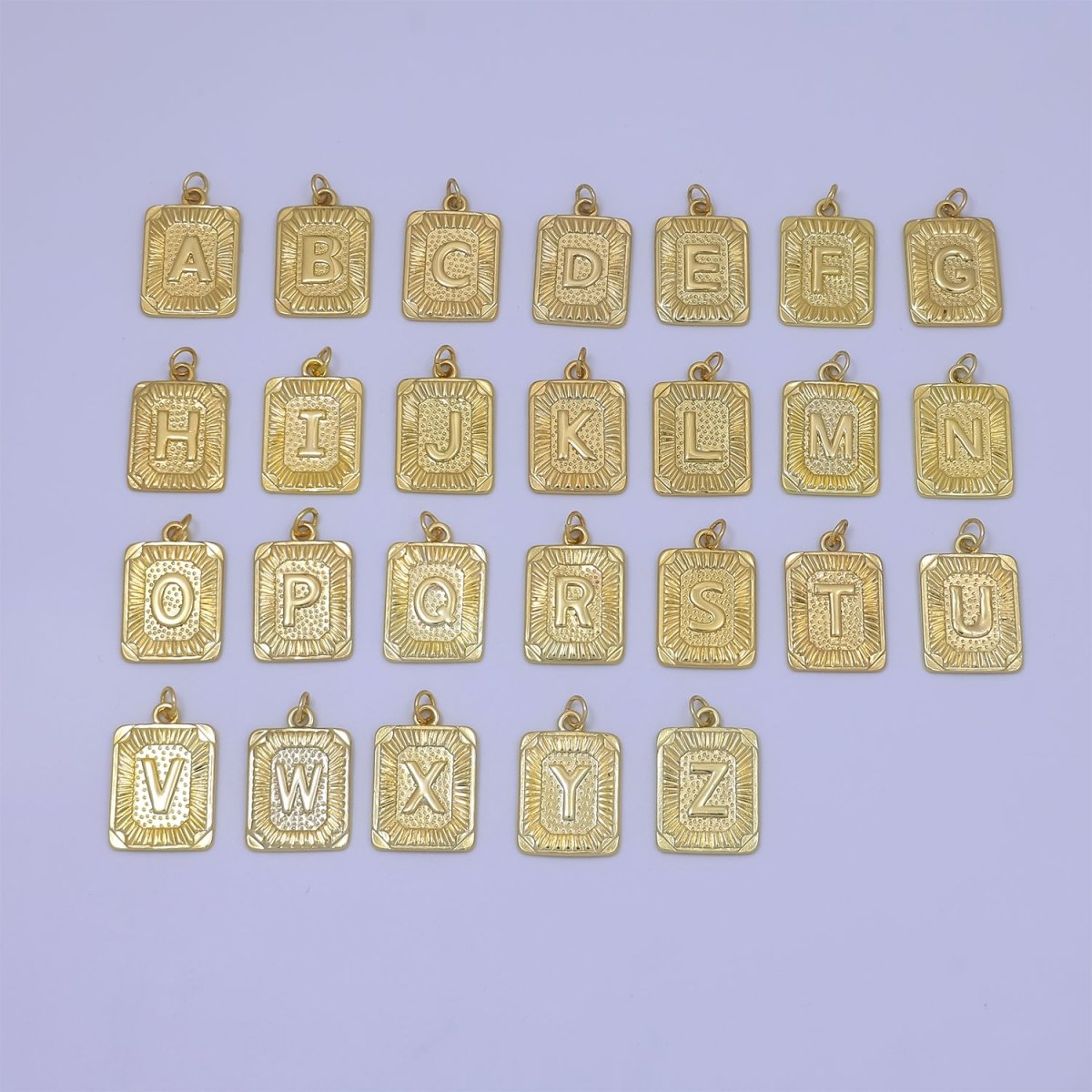 24k Gold Filled Initial Tag Letter Charm A - Z Alphabet Letter Tile Charm Pendant Personalized Charm for Designer Inspired Necklace Jewelry Making A716~A728 - DLUXCA