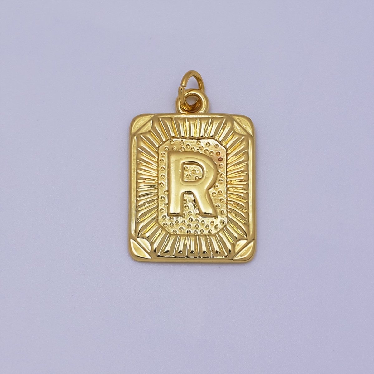 24k Gold Filled Initial Tag Letter Charm A - Z Alphabet Letter Tile Charm Pendant Personalized Charm for Designer Inspired Necklace Jewelry Making A716~A728 - DLUXCA