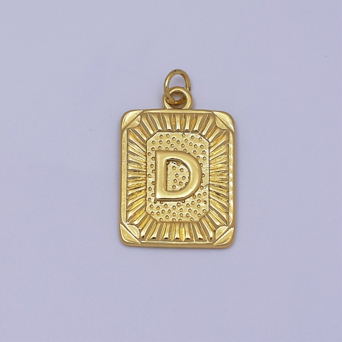 24k Gold Filled Initial Tag Letter Charm A - Z Alphabet Letter Tile Charm Pendant Personalized Charm for Designer Inspired Necklace Jewelry Making A716~A728 - DLUXCA