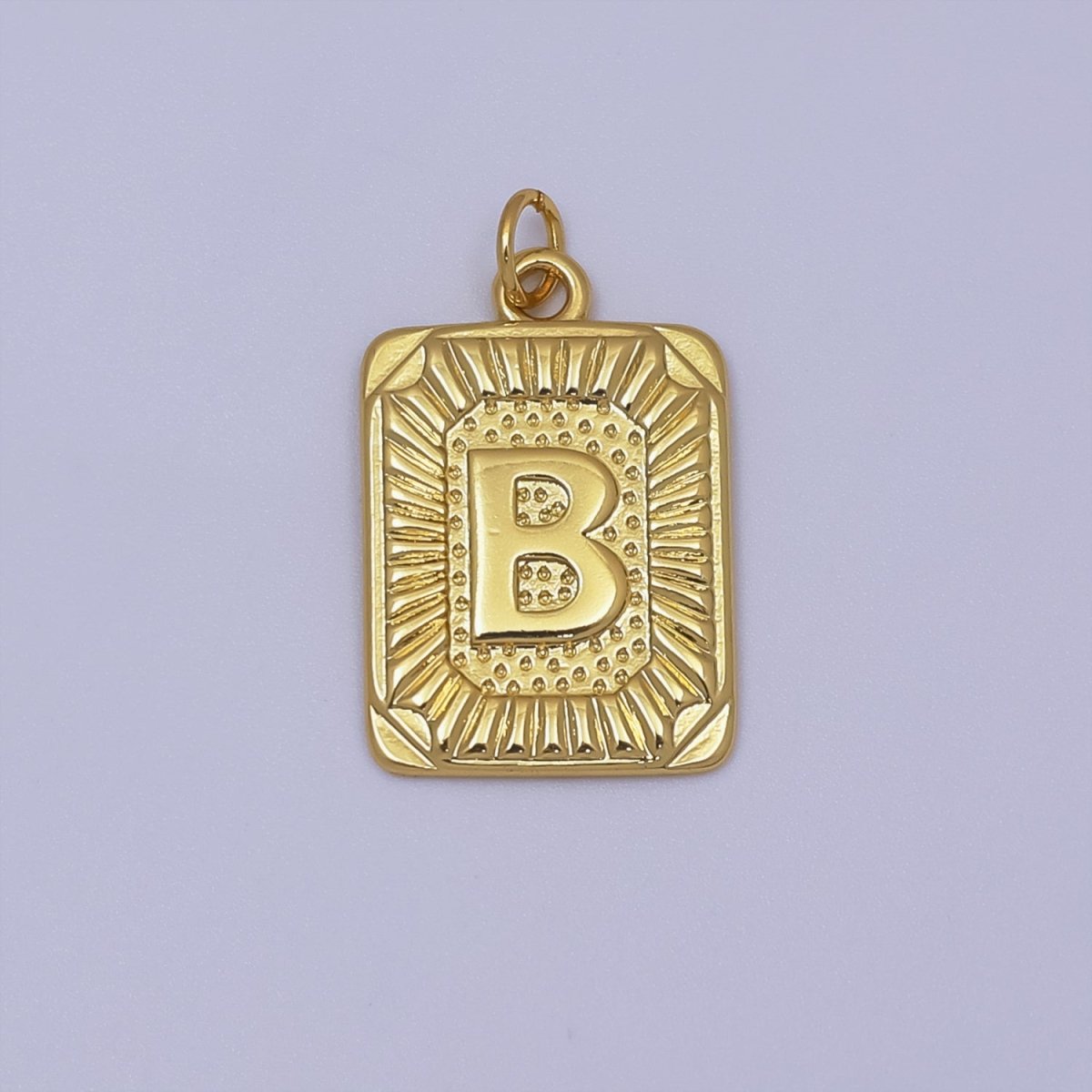 24k Gold Filled Initial Tag Letter Charm A - Z Alphabet Letter Tile Charm Pendant Personalized Charm for Designer Inspired Necklace Jewelry Making A716~A728 - DLUXCA