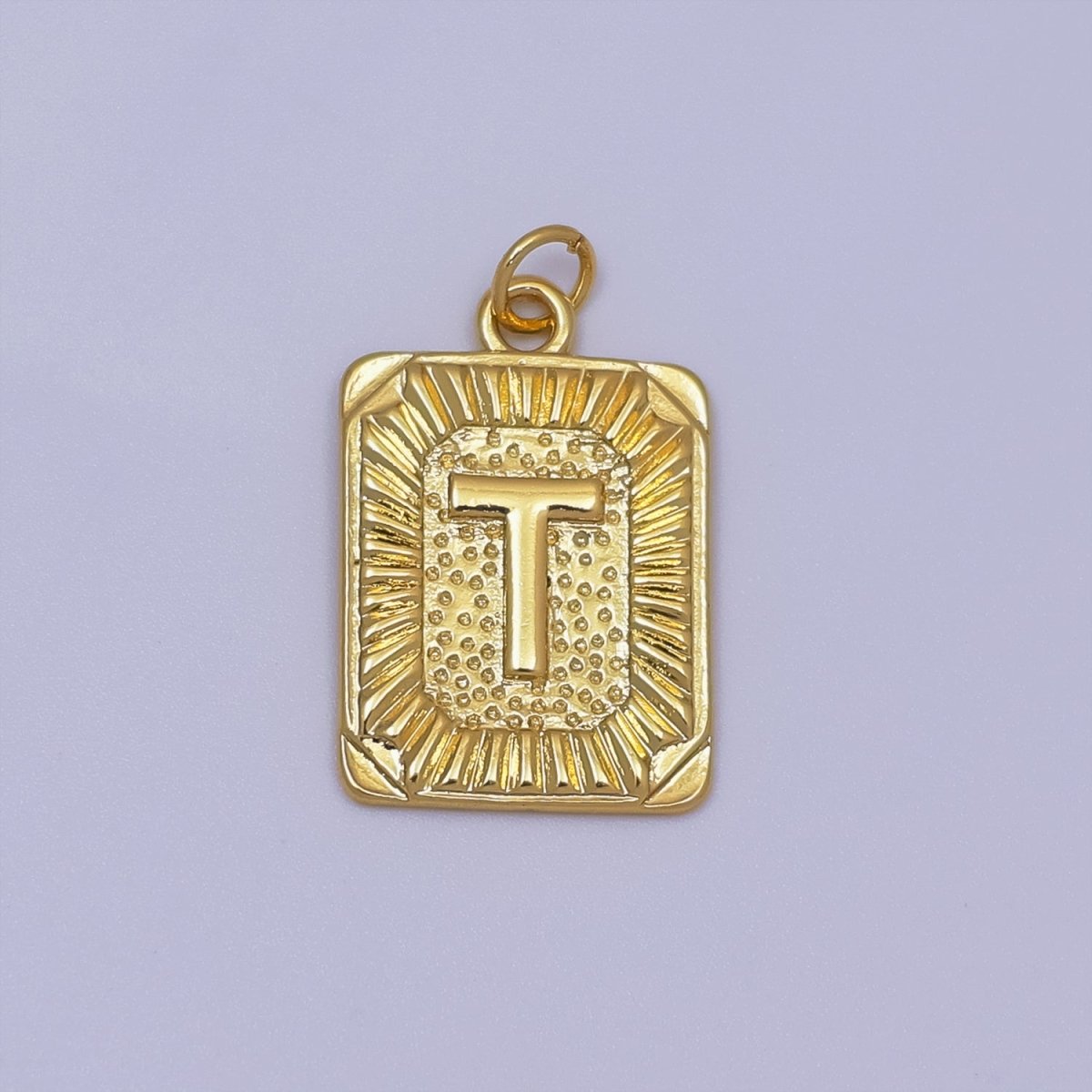 24k Gold Filled Initial Tag Letter Charm A - Z Alphabet Letter Tile Charm Pendant Personalized Charm for Designer Inspired Necklace Jewelry Making A716~A728 - DLUXCA