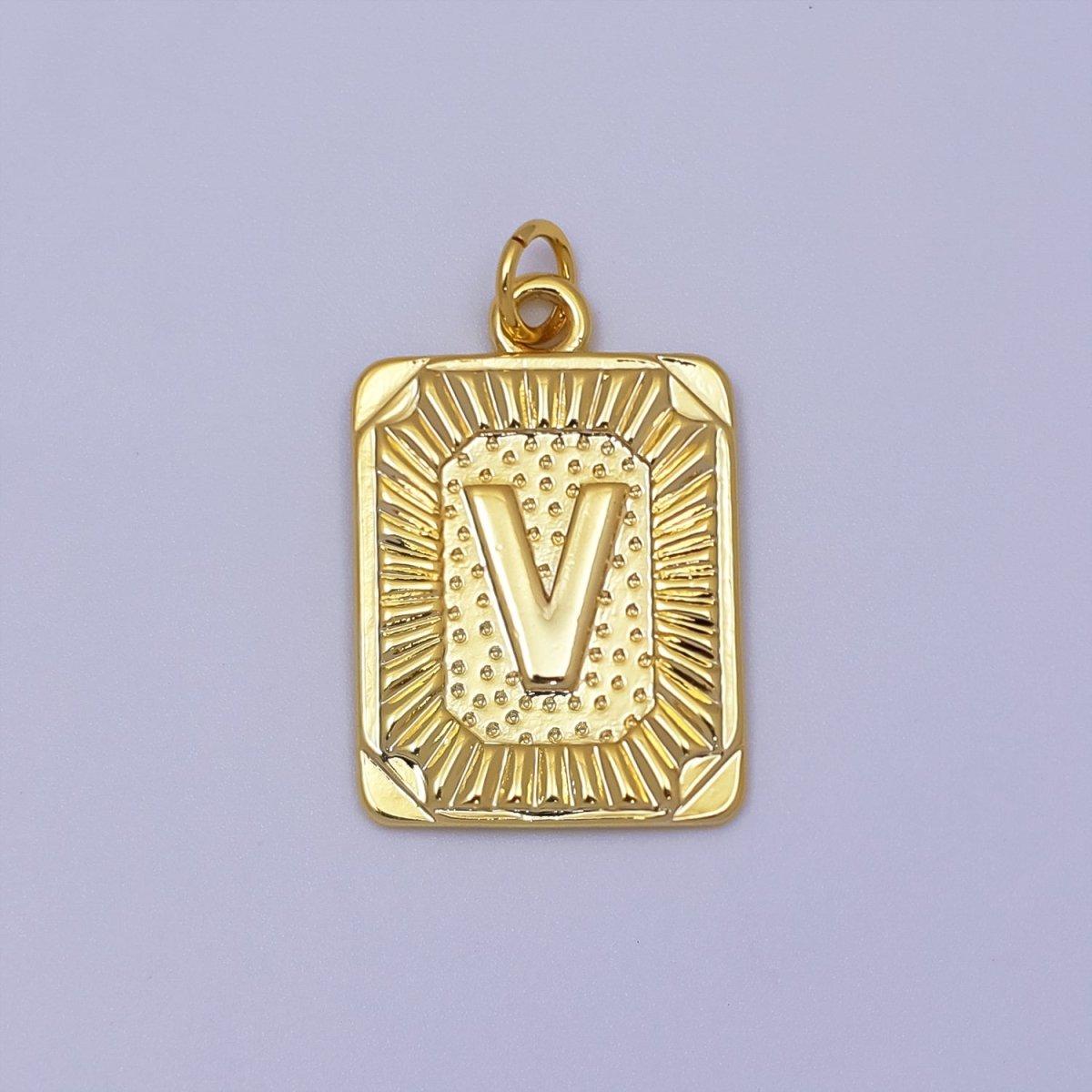 24k Gold Filled Initial Tag Letter Charm A - Z Alphabet Letter Tile Charm Pendant Personalized Charm for Designer Inspired Necklace Jewelry Making A716~A728 - DLUXCA