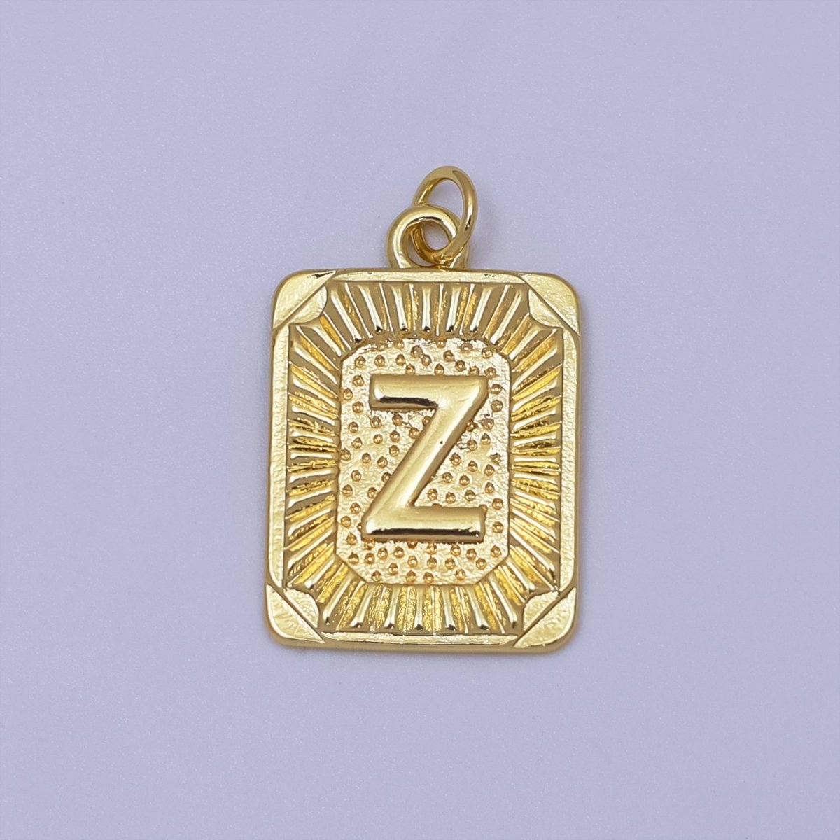 24k Gold Filled Initial Tag Letter Charm A - Z Alphabet Letter Tile Charm Pendant Personalized Charm for Designer Inspired Necklace Jewelry Making A716~A728 - DLUXCA