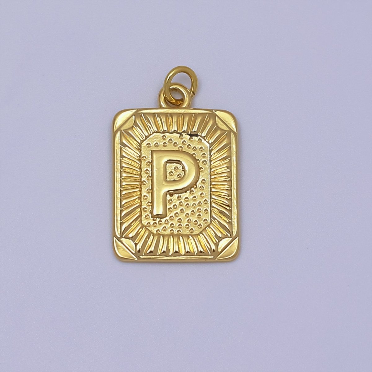 24k Gold Filled Initial Tag Letter Charm A - Z Alphabet Letter Tile Charm Pendant Personalized Charm for Designer Inspired Necklace Jewelry Making A716~A728 - DLUXCA