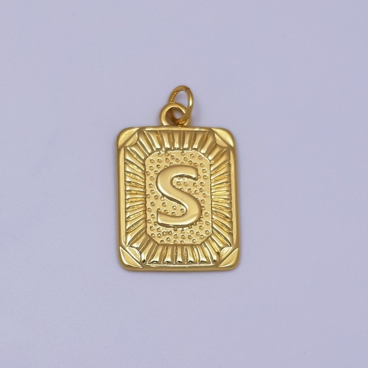 24k Gold Filled Initial Tag Letter Charm A - Z Alphabet Letter Tile Charm Pendant Personalized Charm for Designer Inspired Necklace Jewelry Making A716~A728 - DLUXCA