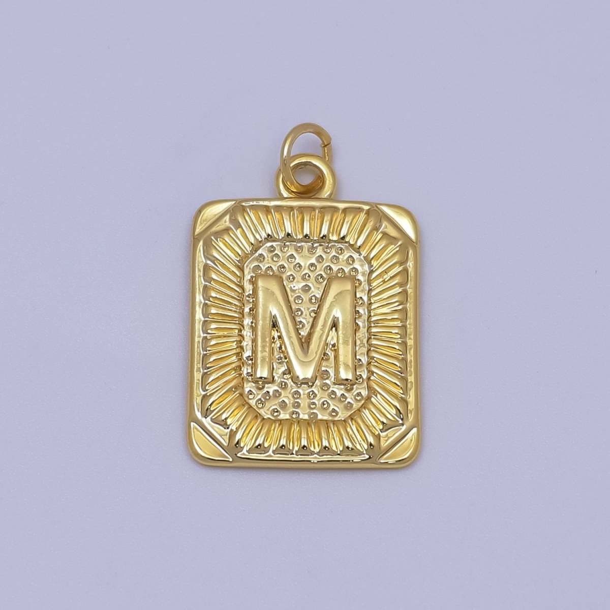 24k Gold Filled Initial Tag Letter Charm A - Z Alphabet Letter Tile Charm Pendant Personalized Charm for Designer Inspired Necklace Jewelry Making A716~A728 - DLUXCA