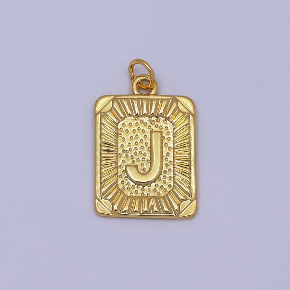 24k Gold Filled Initial Tag Letter Charm A - Z Alphabet Letter Tile Charm Pendant Personalized Charm for Designer Inspired Necklace Jewelry Making A716~A728 - DLUXCA
