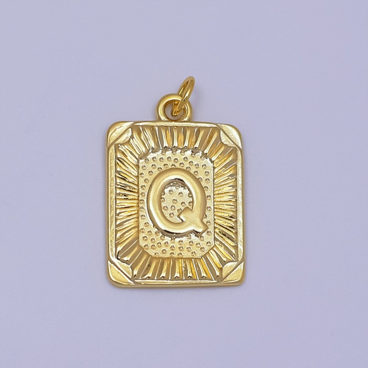 24k Gold Filled Initial Tag Letter Charm A - Z Alphabet Letter Tile Charm Pendant Personalized Charm for Designer Inspired Necklace Jewelry Making A716~A728 - DLUXCA