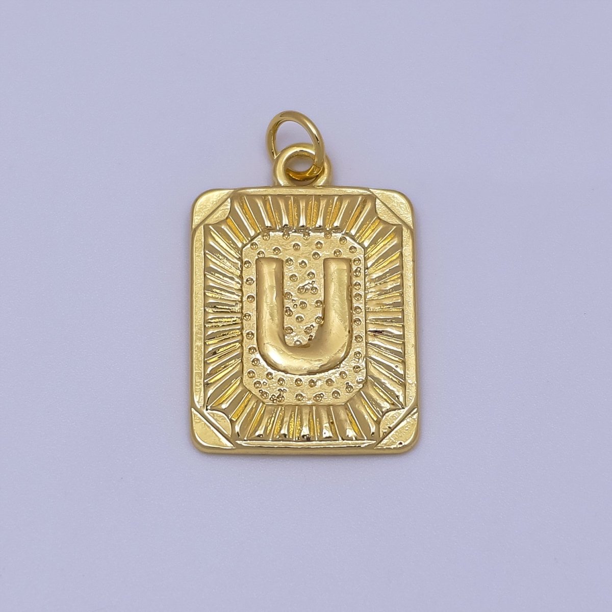 24k Gold Filled Initial Tag Letter Charm A - Z Alphabet Letter Tile Charm Pendant Personalized Charm for Designer Inspired Necklace Jewelry Making A716~A728 - DLUXCA