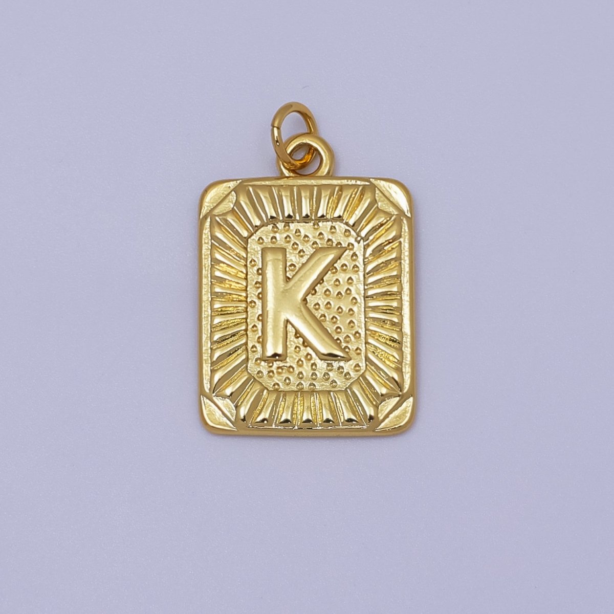 24k Gold Filled Initial Tag Letter Charm A - Z Alphabet Letter Tile Charm Pendant Personalized Charm for Designer Inspired Necklace Jewelry Making A716~A728 - DLUXCA
