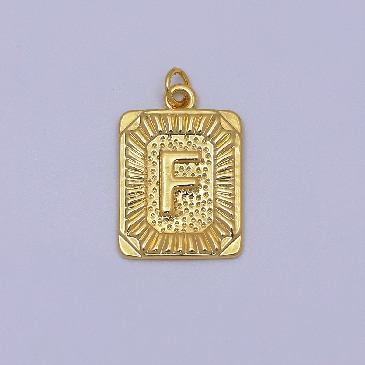24k Gold Filled Initial Tag Letter Charm A - Z Alphabet Letter Tile Charm Pendant Personalized Charm for Designer Inspired Necklace Jewelry Making A716~A728 - DLUXCA