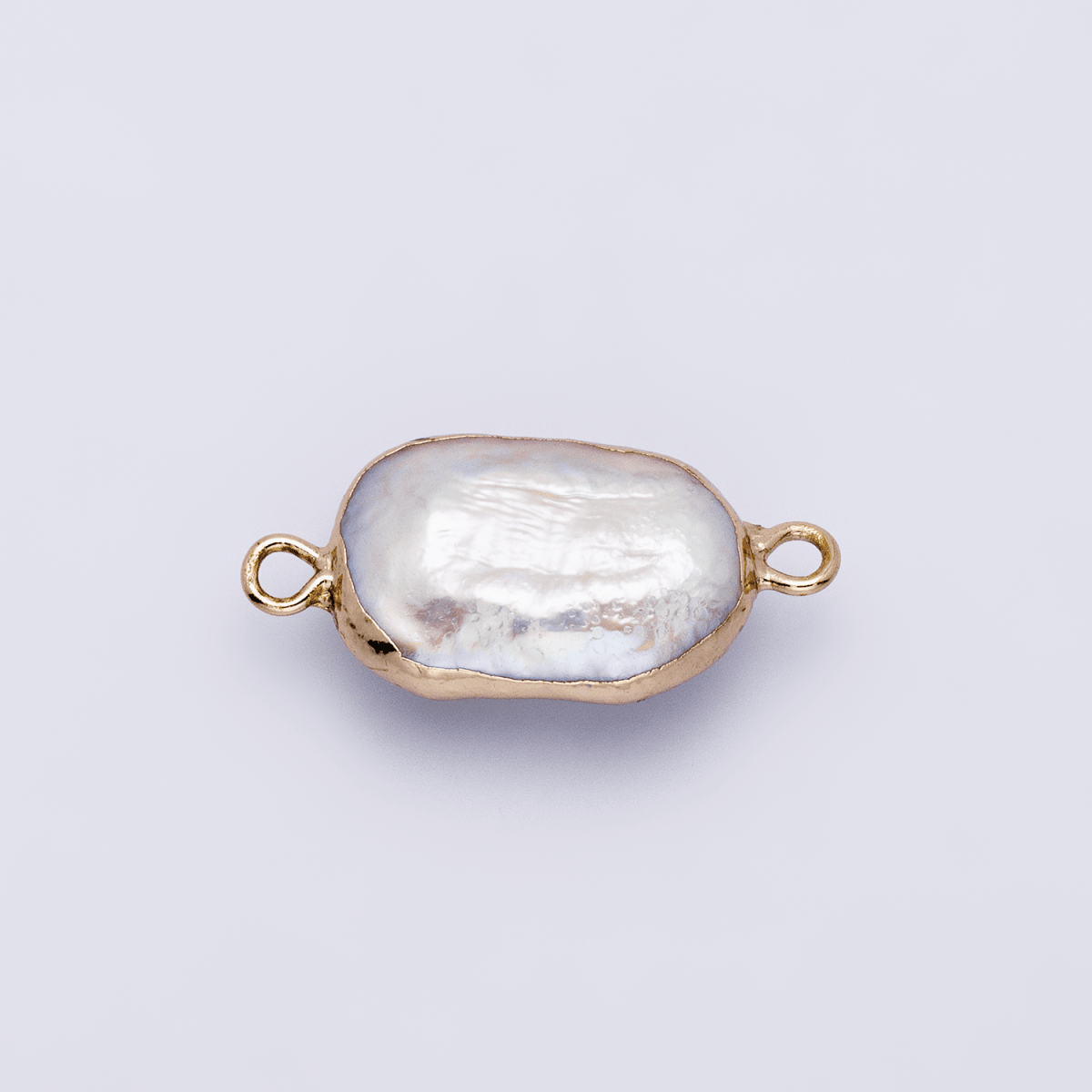 24K Gold Filled Iridescent Pastel Rectangular Biwa Freshwater Pearl Connector | P1945 - DLUXCA