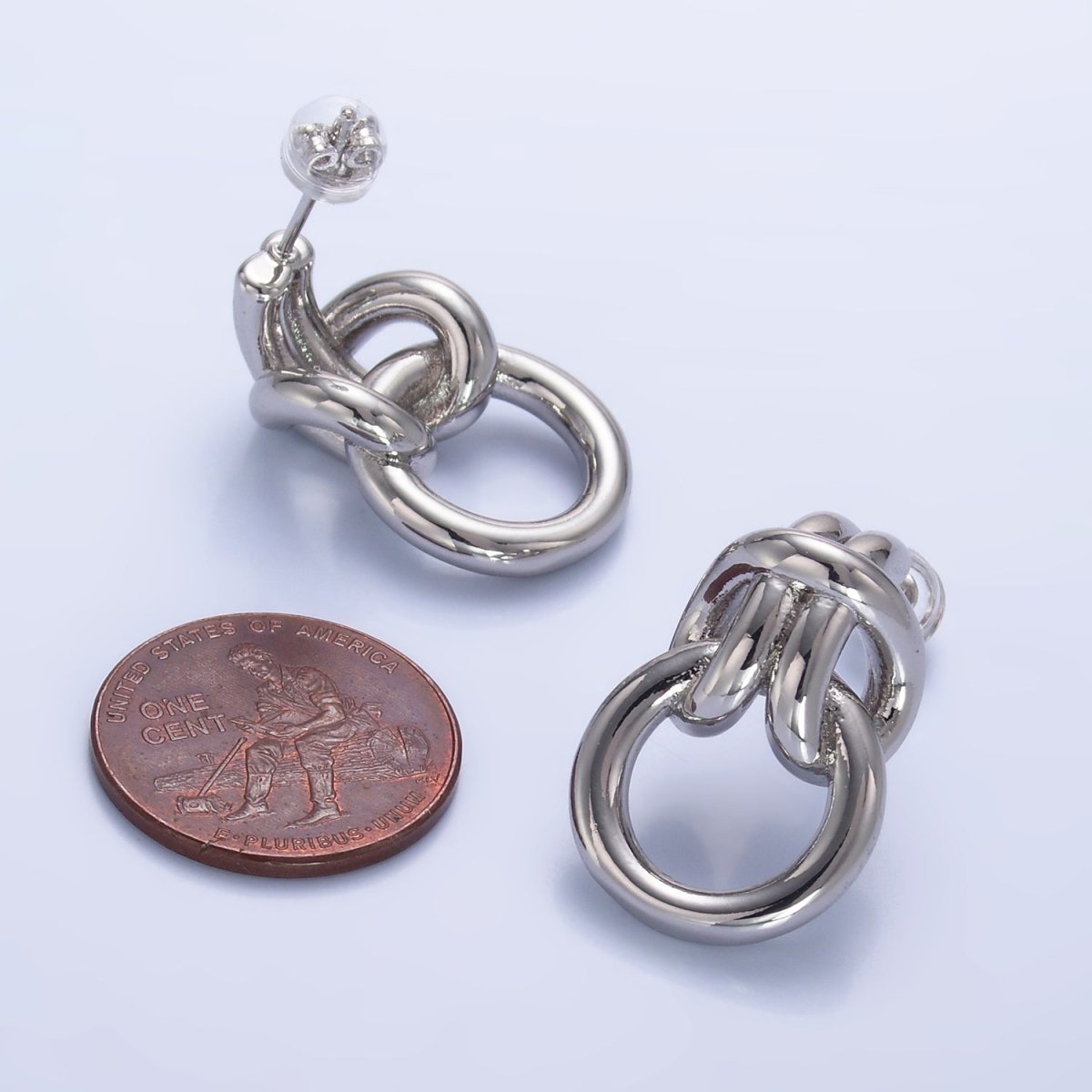 24K Gold Filled Knot Doorknocker Drop Stud Earrings in Gold, Silver & Mixed Metal | AB865 - AB867 - DLUXCA