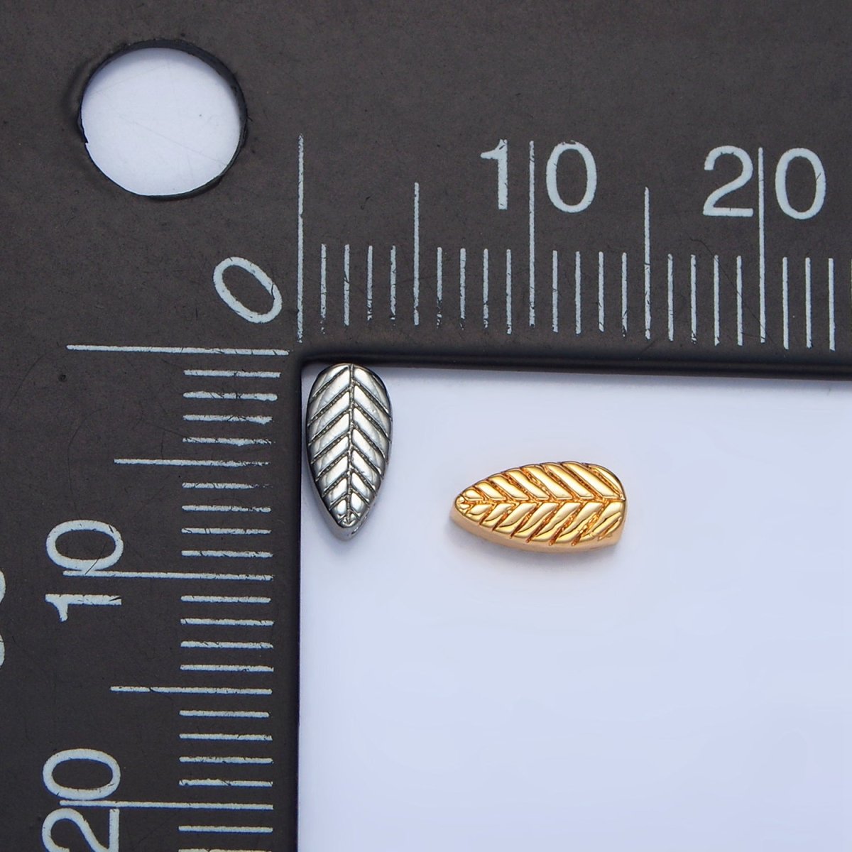 24K Gold Filled Leaf Nature Engraved Bead in Gold & Silver | B912 - DLUXCA