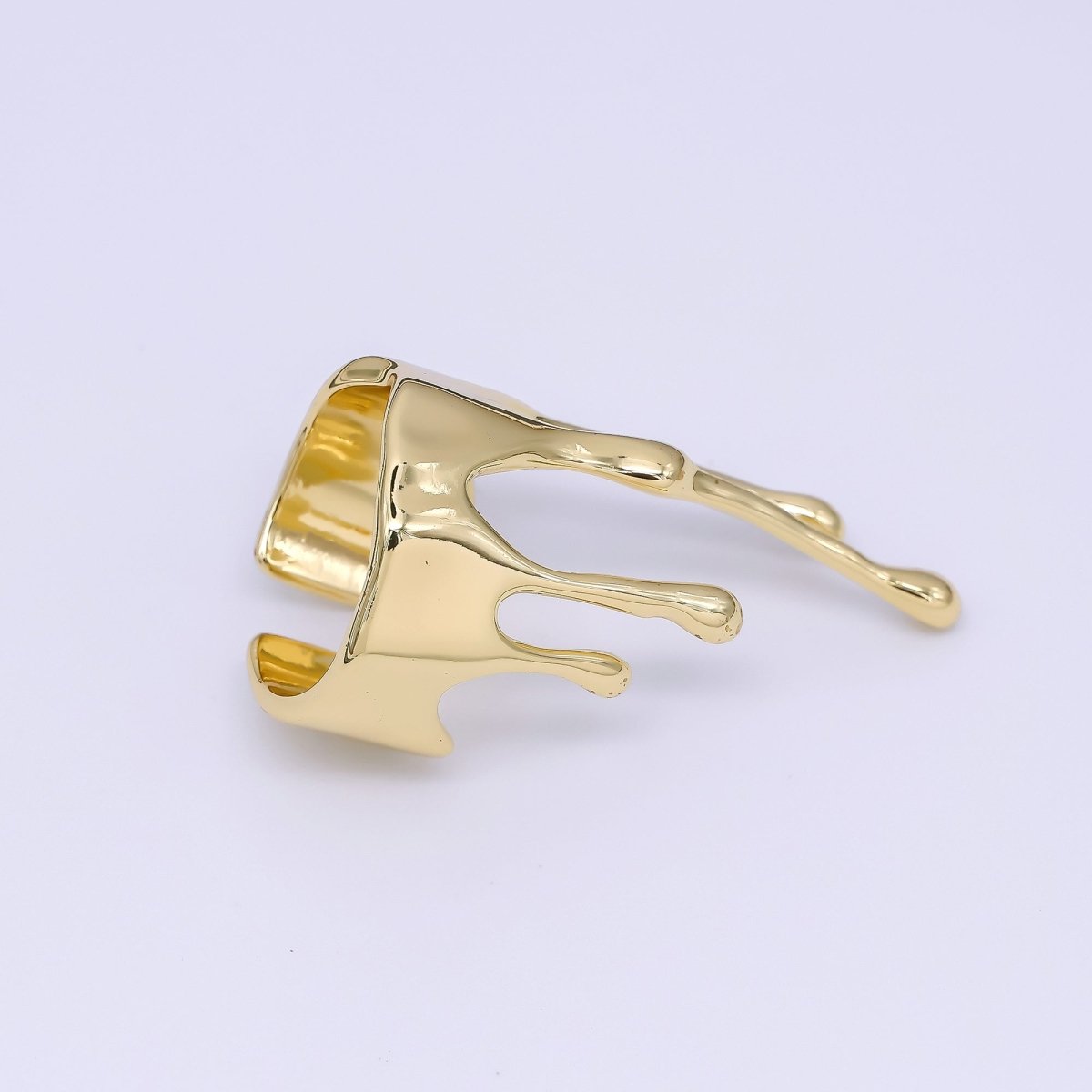 24K Gold Filled Liquid Drip Adjustable Open Ring | O1466 - DLUXCA