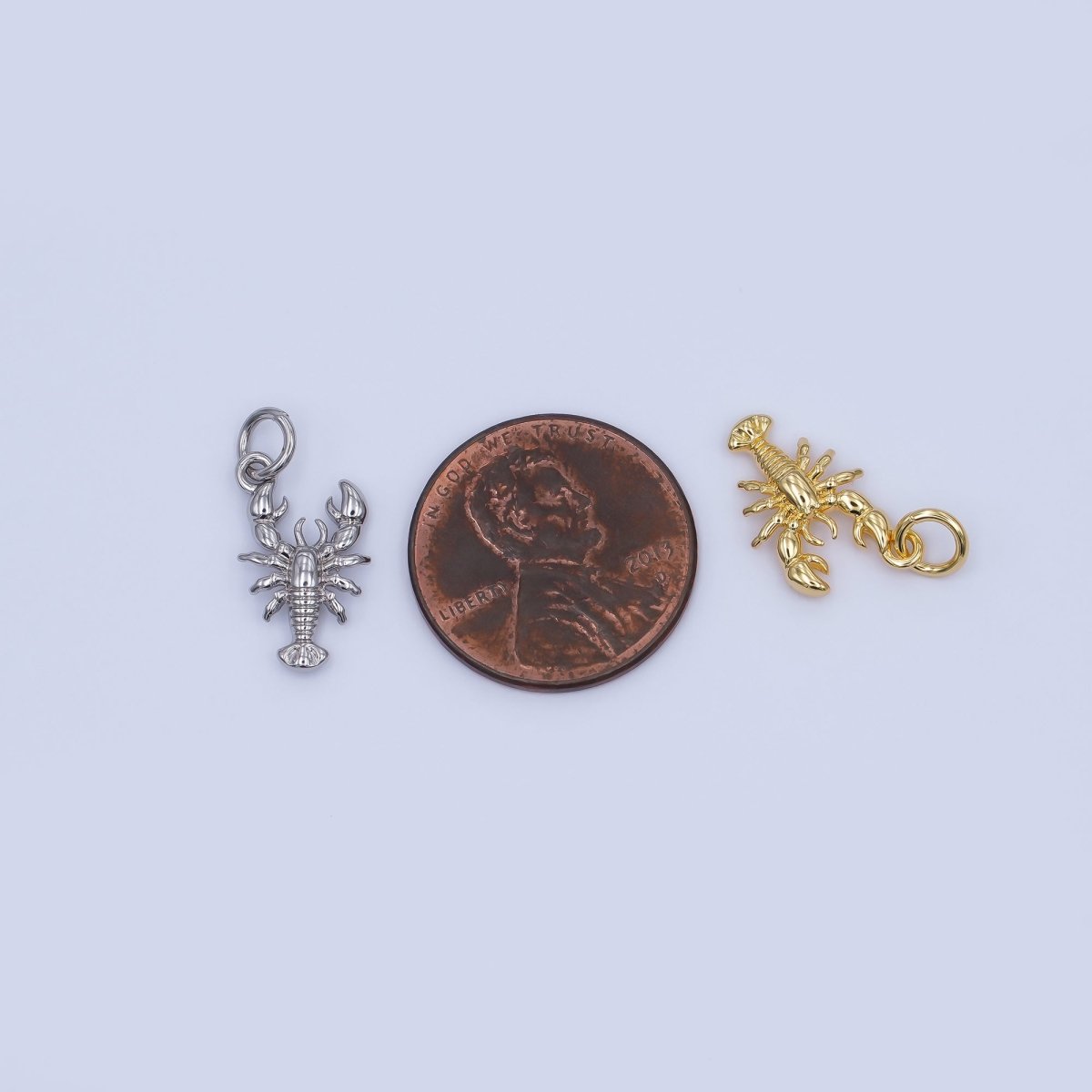 24K Gold Filled Lobster Multidimensional 3D Charm in Gold & Silver | AF476 - DLUXCA