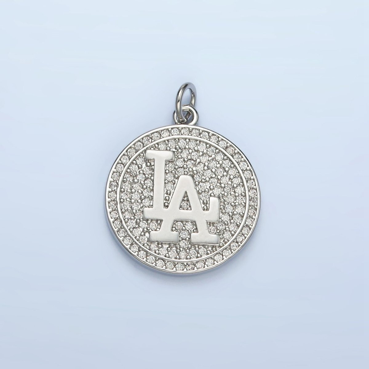 24K Gold Filled "Los Angeles" Micro Paved CZ Round Charm in Gold & Silver | AG893 - DLUXCA