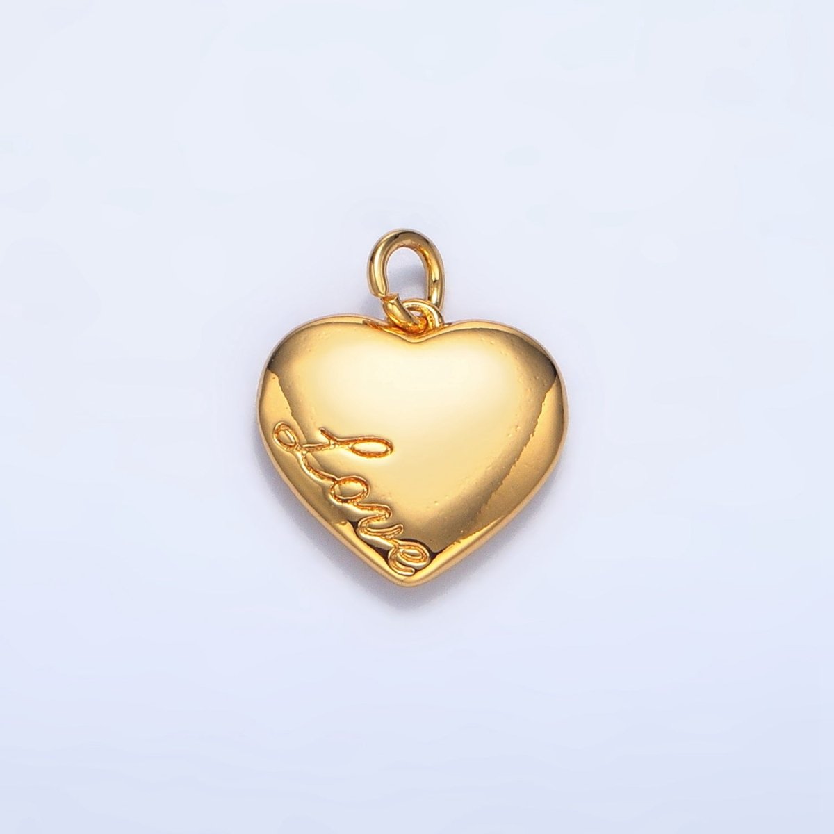 24K Gold Filled "Love" Cursive Script Chubby Heart Charm | X600 - DLUXCA