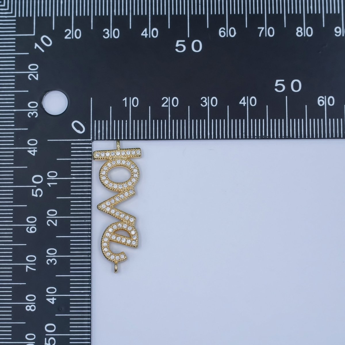 24K Gold Filled "LOVE" Micro Paved CZ Script Connector | Y006 - DLUXCA