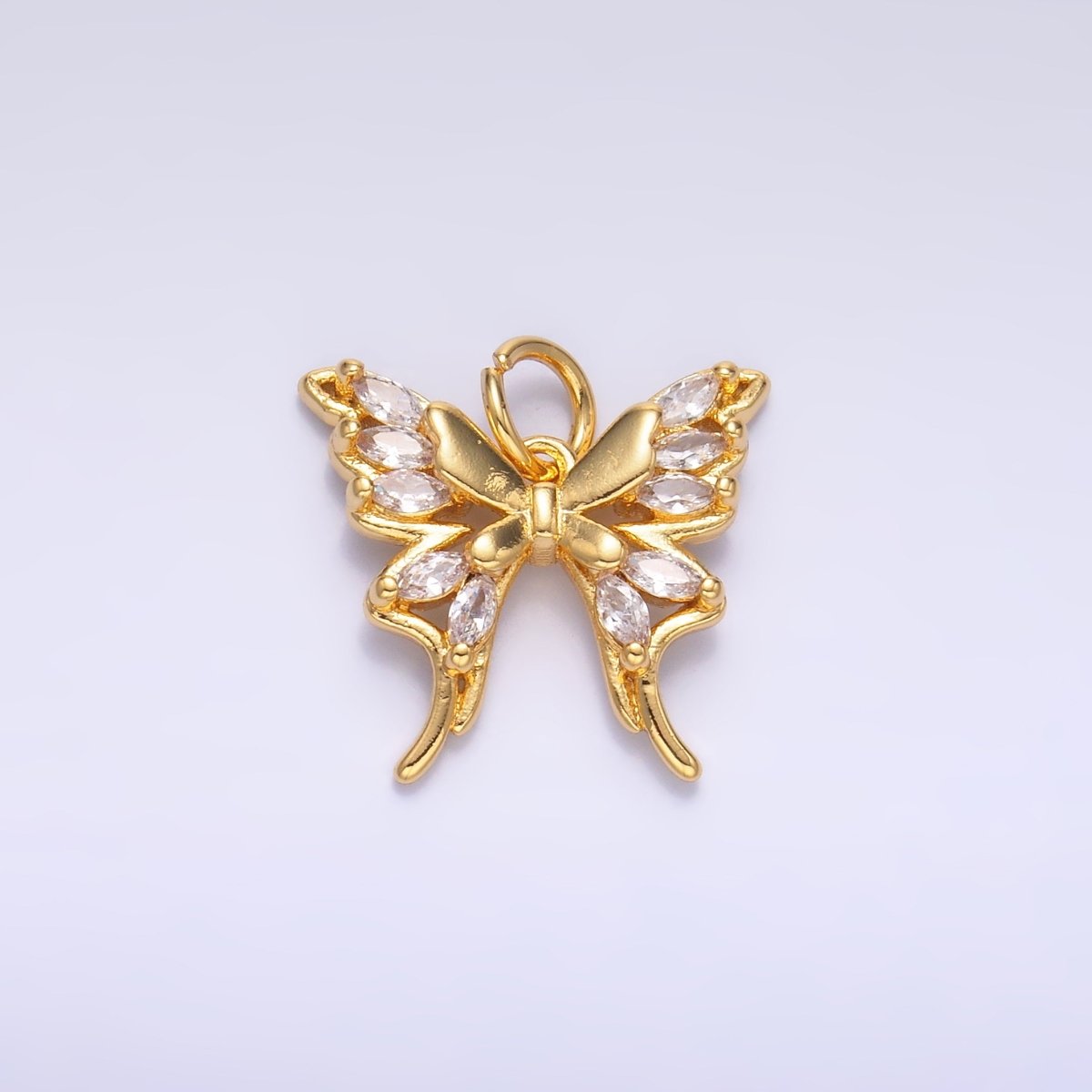 24K Gold Filled Marquise CZ Butterfly Charm in Gold & Silver | C020 - DLUXCA