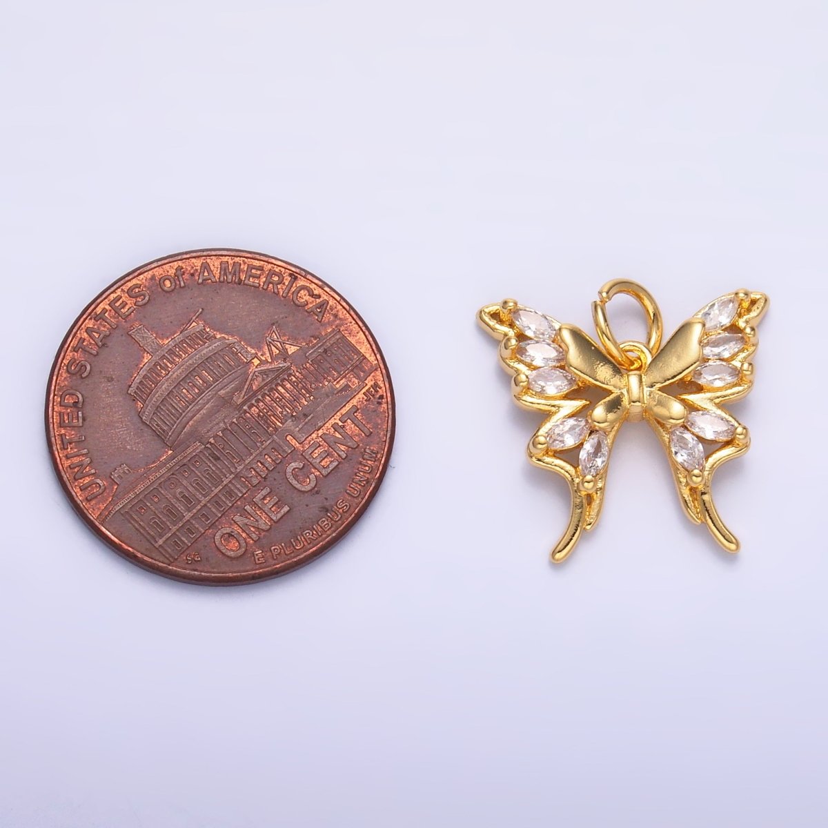 24K Gold Filled Marquise CZ Butterfly Charm in Gold & Silver | C020 - DLUXCA