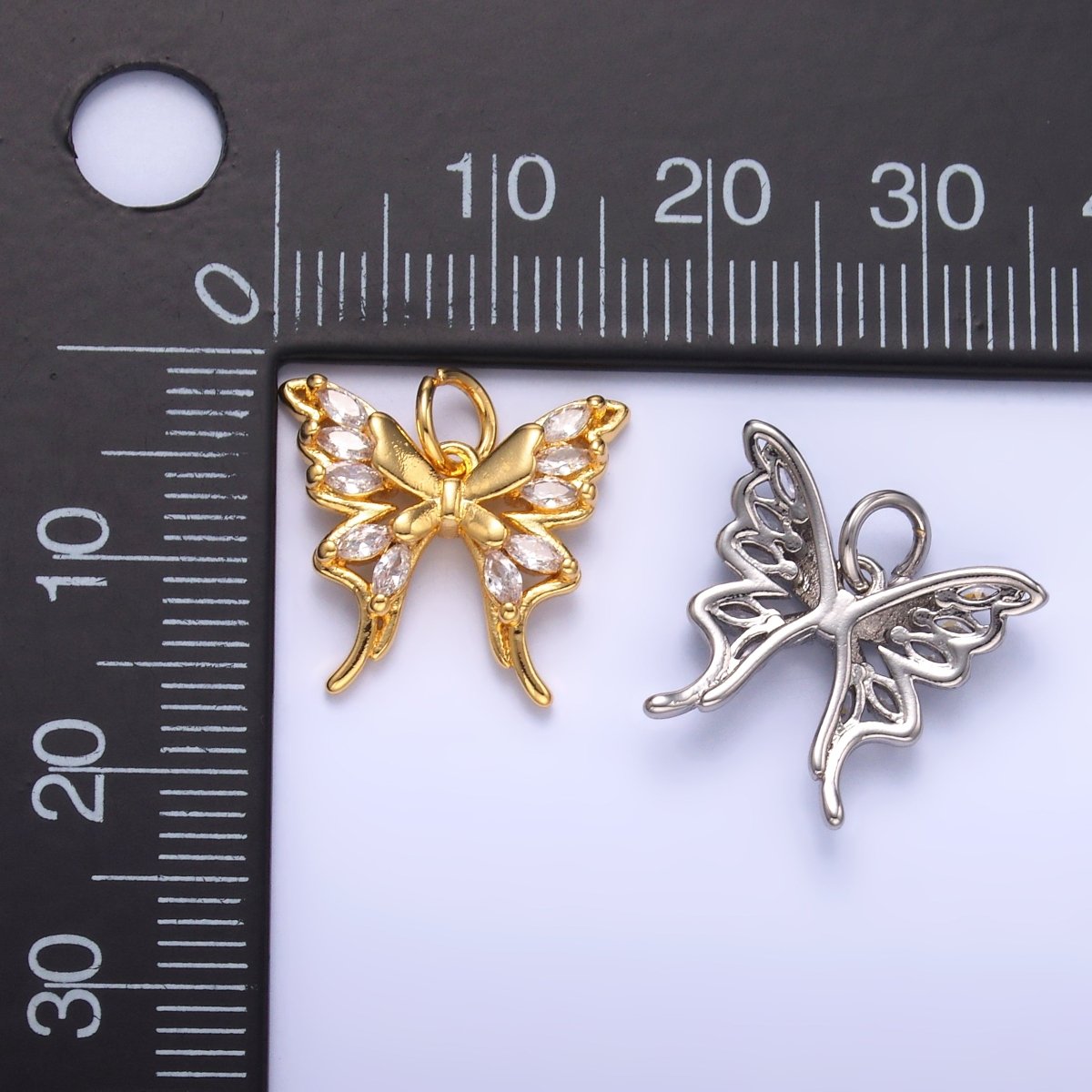 24K Gold Filled Marquise CZ Butterfly Charm in Gold & Silver | C020 - DLUXCA
