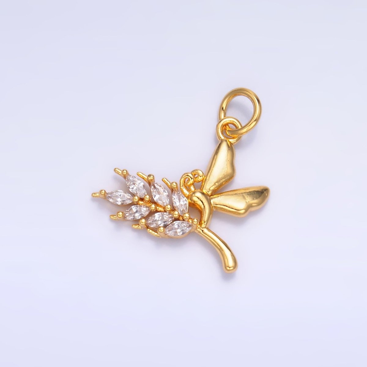 24K Gold Filled Marquise CZ Butterfly Charm in Gold & Silver | W885 - DLUXCA