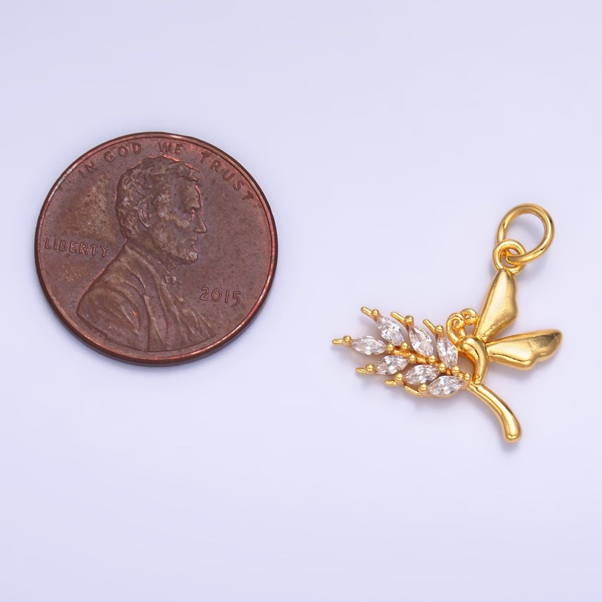 24K Gold Filled Marquise CZ Butterfly Charm in Gold & Silver | W885 - DLUXCA