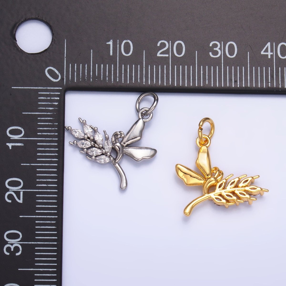 24K Gold Filled Marquise CZ Butterfly Charm in Gold & Silver | W885 - DLUXCA