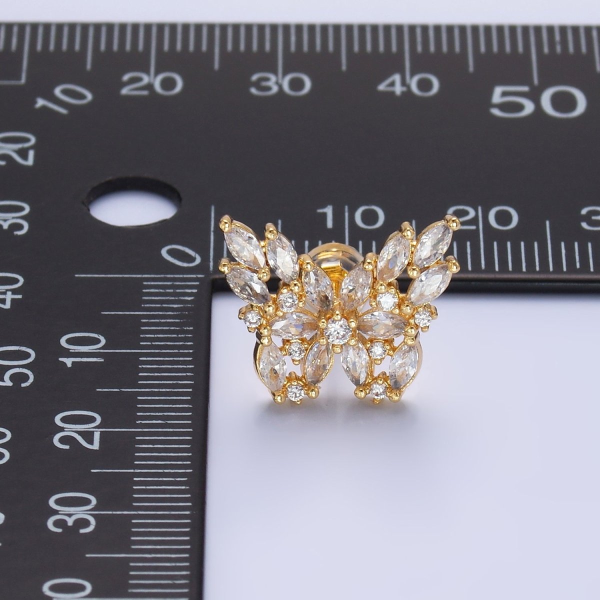 24K Gold Filled Marquise CZ Butterfly Insect Earring | AB984 - DLUXCA