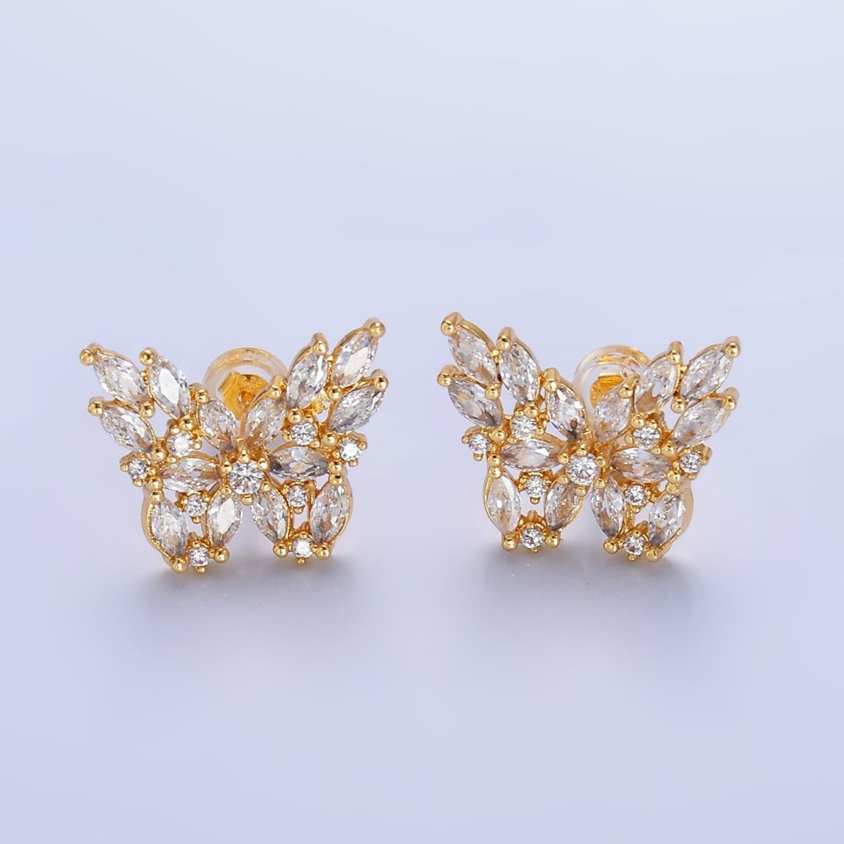 24K Gold Filled Marquise CZ Butterfly Insect Earring | AB984 - DLUXCA