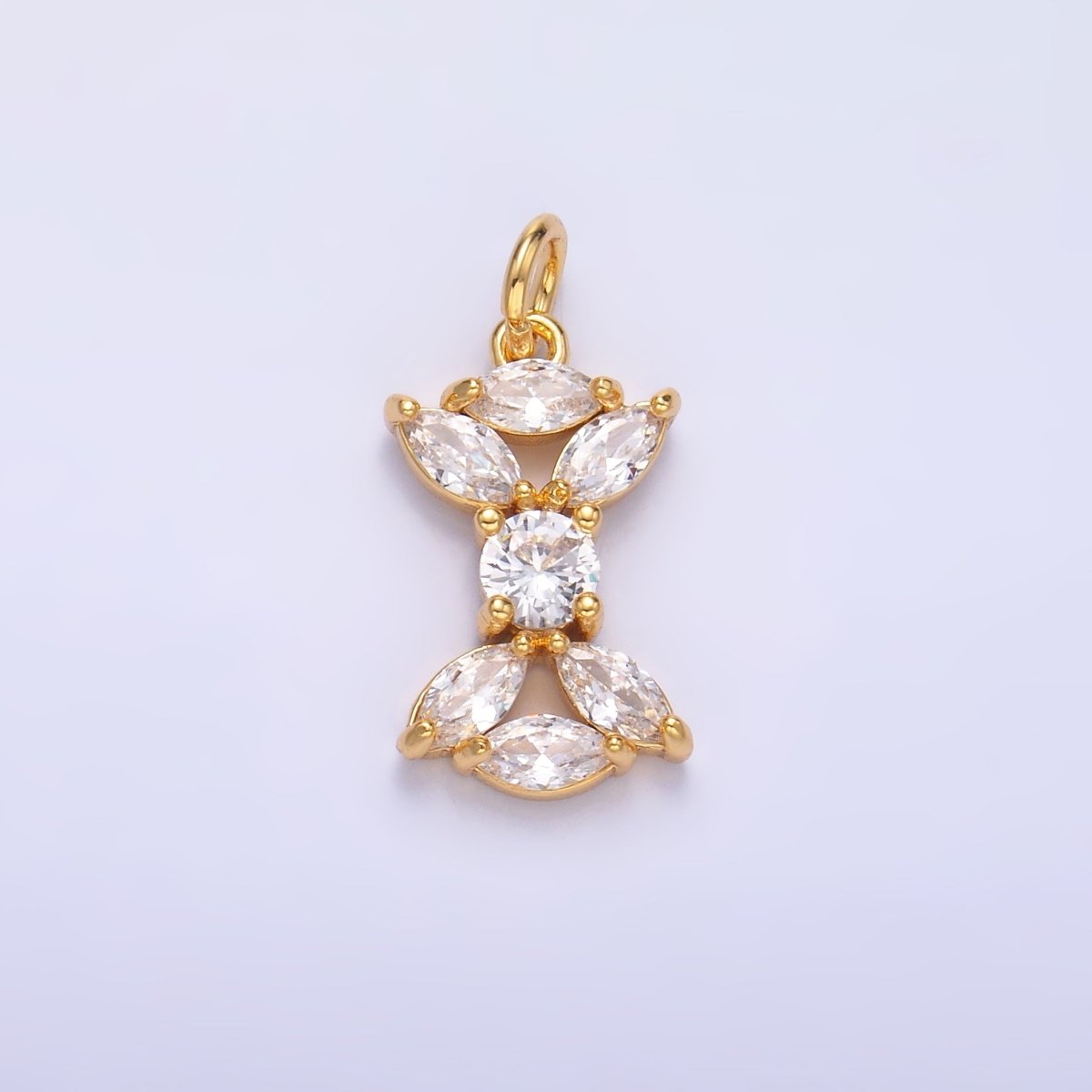 24K Gold Filled Marquise CZ Cluster Geometric Mini Charm in Gold & Silver | C035 - DLUXCA