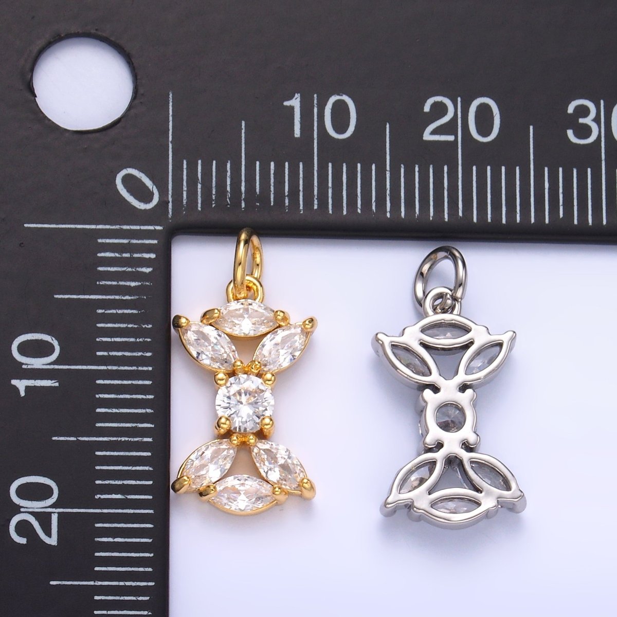 24K Gold Filled Marquise CZ Cluster Geometric Mini Charm in Gold & Silver | C035 - DLUXCA