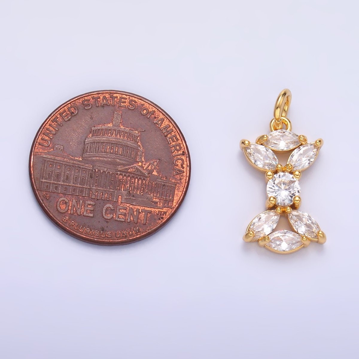 24K Gold Filled Marquise CZ Cluster Geometric Mini Charm in Gold & Silver | C035 - DLUXCA