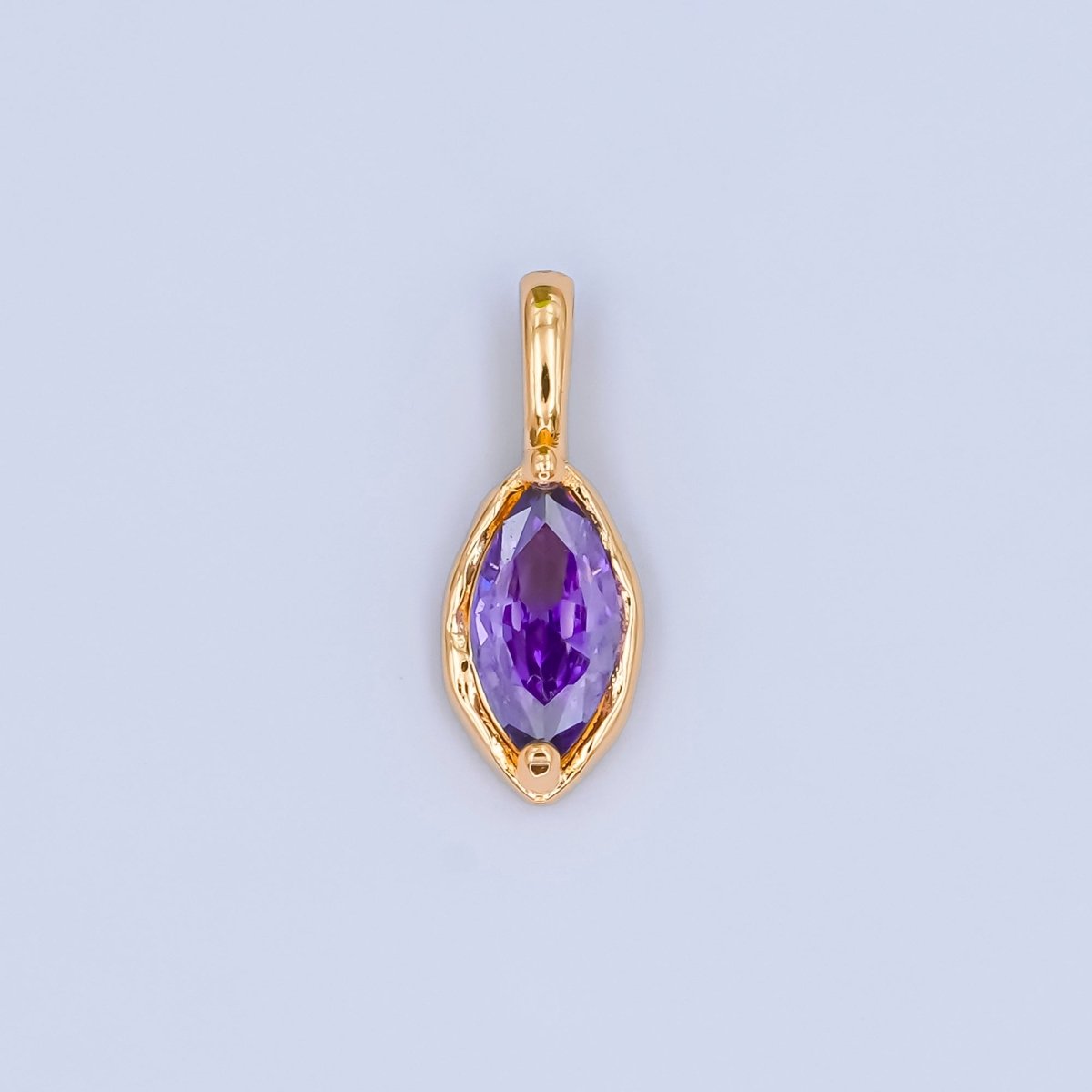 24K Gold Filled Marquise CZ Molten Bezel Pendant | AA1472 - AA1477 - DLUXCA