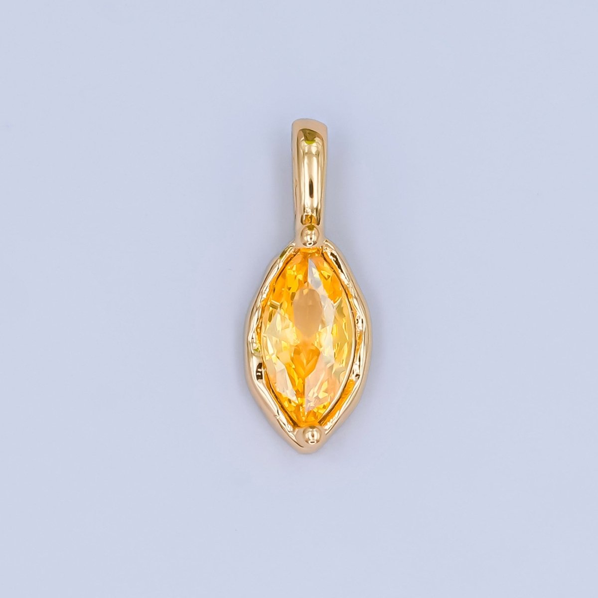 24K Gold Filled Marquise CZ Molten Bezel Pendant | AA1472 - AA1477 - DLUXCA