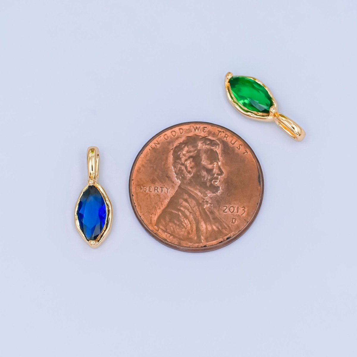 24K Gold Filled Marquise CZ Molten Bezel Pendant | AA1472 - AA1477 - DLUXCA