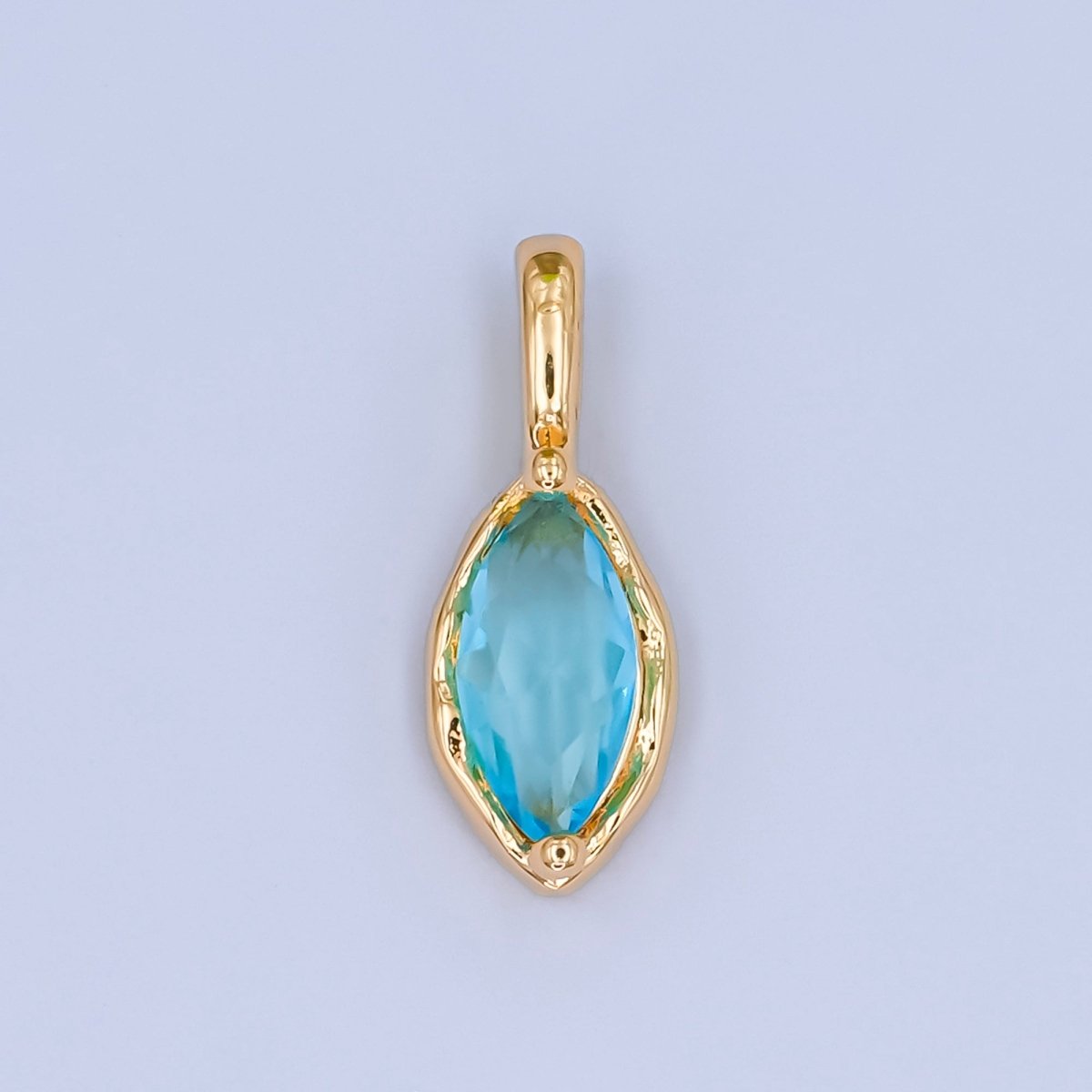 24K Gold Filled Marquise CZ Molten Bezel Pendant | AA1472 - AA1477 - DLUXCA