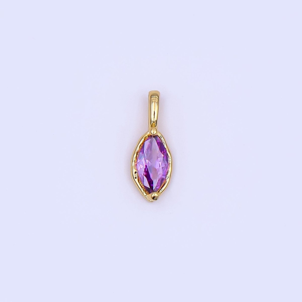 24K Gold Filled Marquise CZ Molten Bezel Pendant in Gold & Silver | AH433 - AH435 - DLUXCA