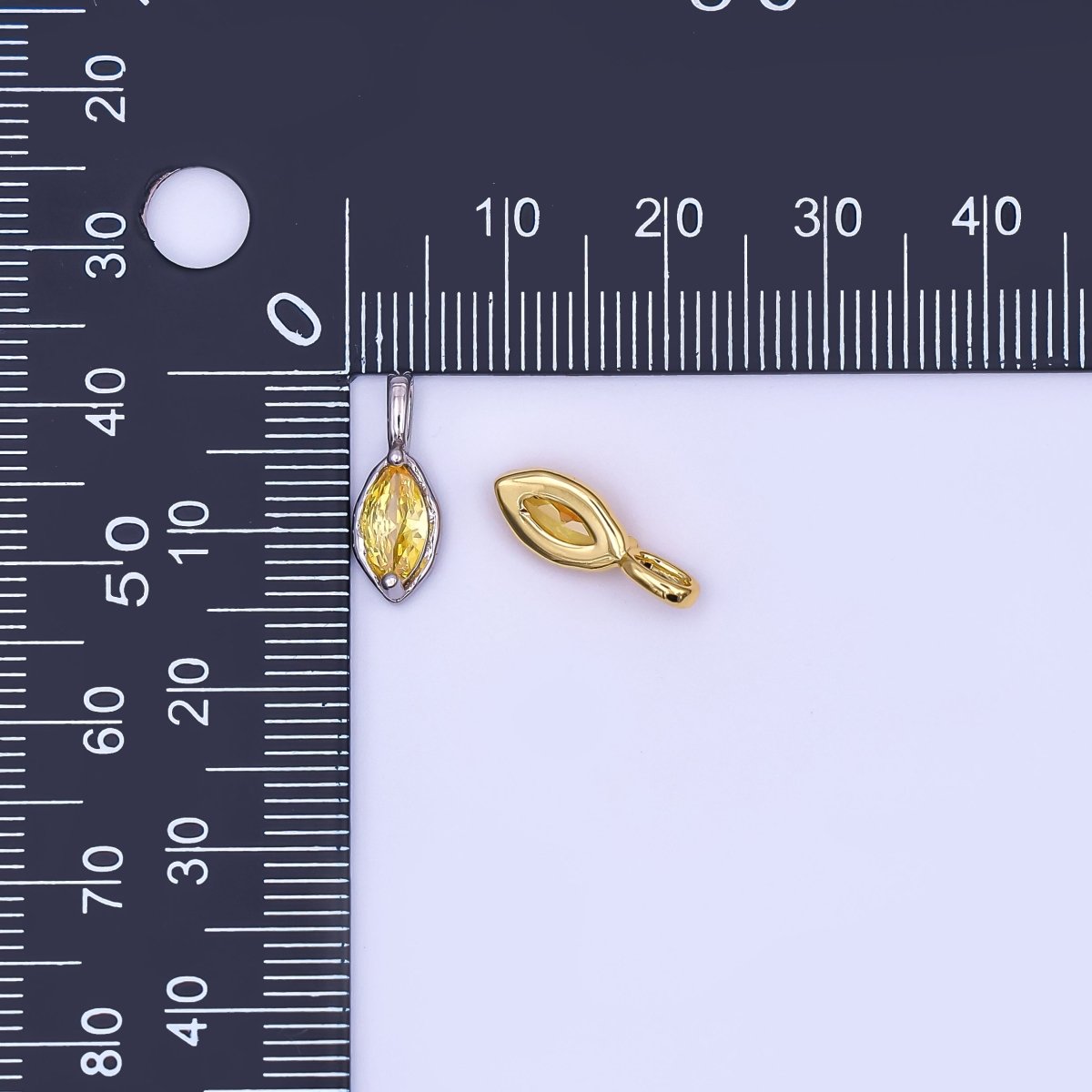 24K Gold Filled Marquise CZ Molten Bezel Pendant in Gold & Silver | AH433 - AH435 - DLUXCA