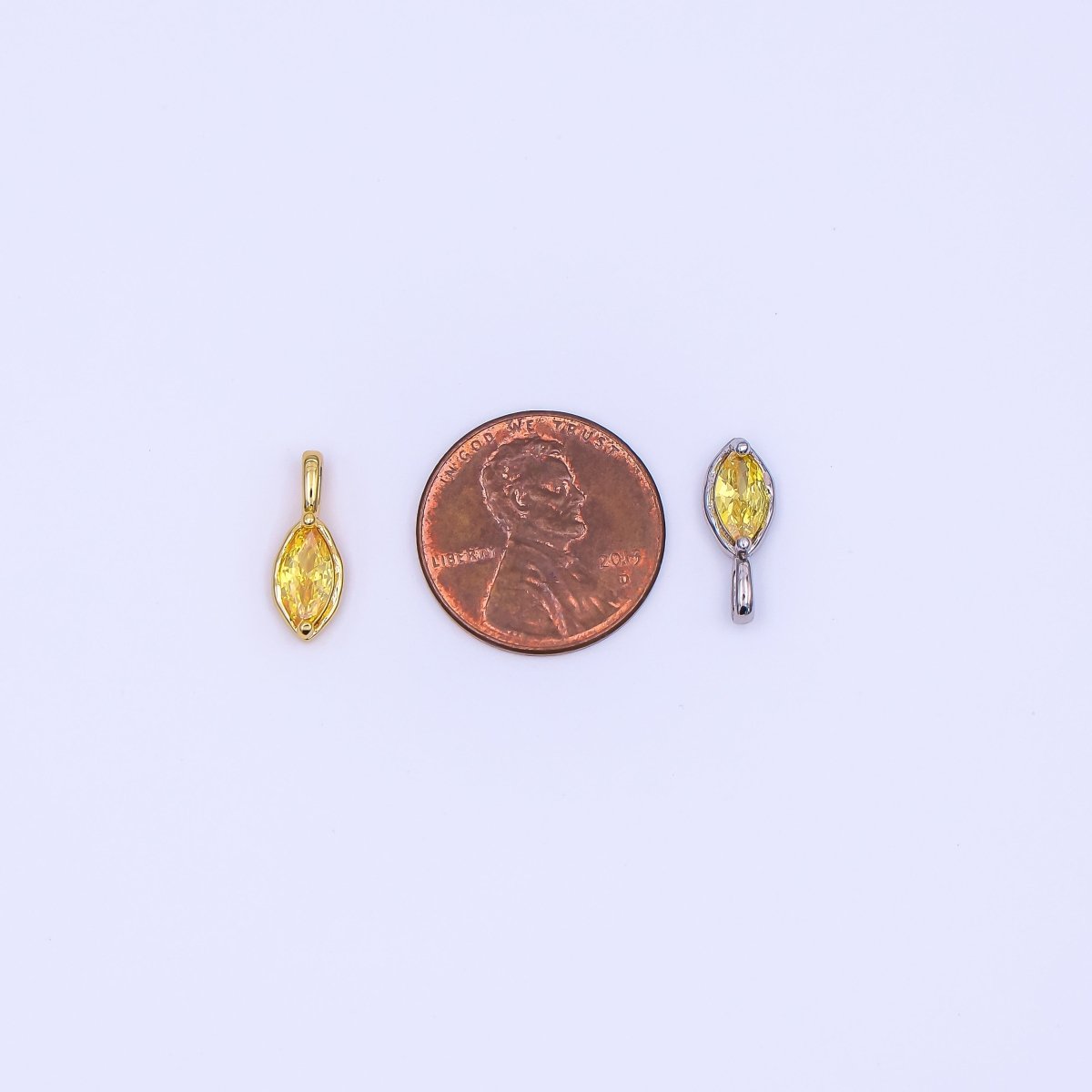 24K Gold Filled Marquise CZ Molten Bezel Pendant in Gold & Silver | AH433 - AH435 - DLUXCA